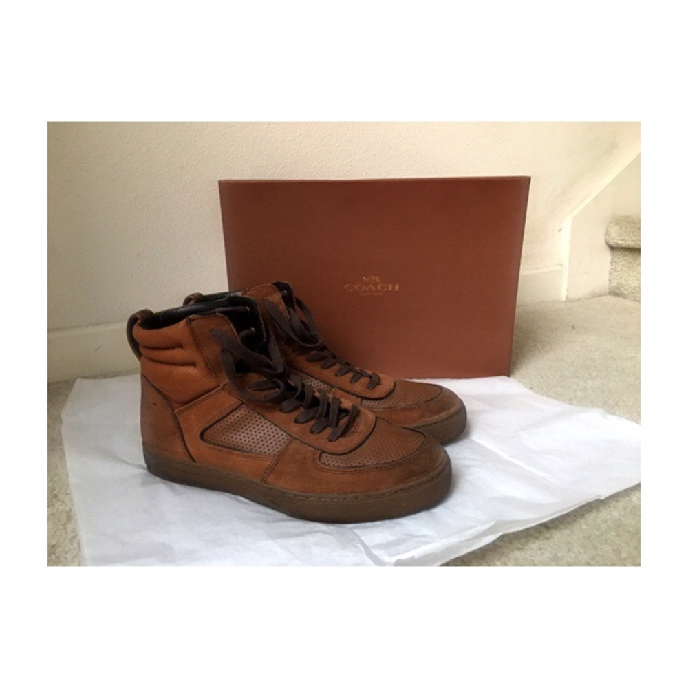 COACH Genuine Leather Dave Sneaker Hi-Top - Picture 2 of 8